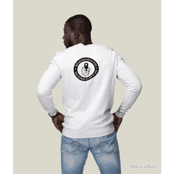 Sweat HOME DEFENSE Rflchis deux fois Dos Blanc