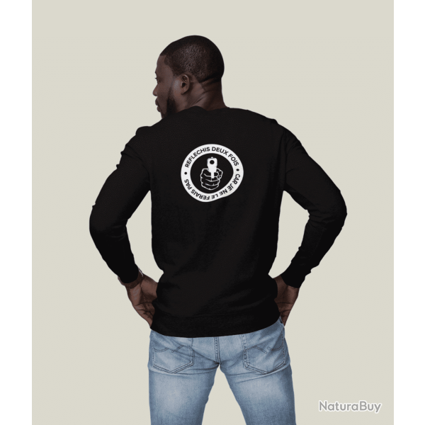 Sweat HOME DEFENSE Rflchis deux fois Dos Noir