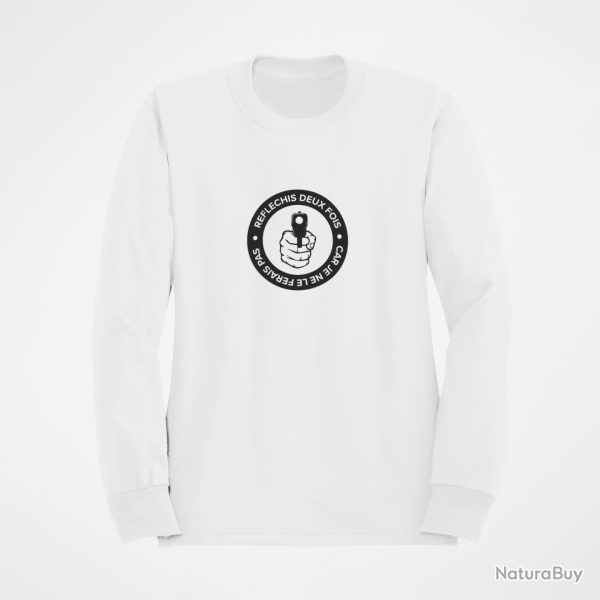 Sweat HOME DEFENSE Rflchis deux fois Blanc