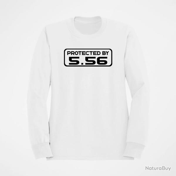 Sweat PROTECTED BY 5.56 Blanc