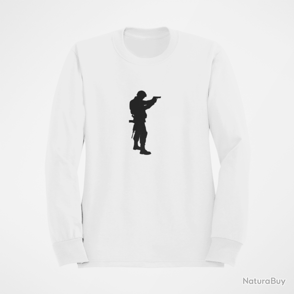 Sweat MILITAIRE Arme de poing Blanc