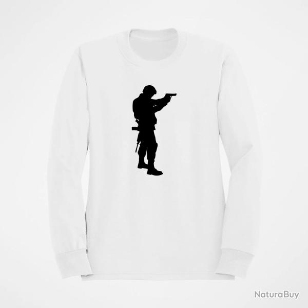 Sweat MILITAIRE Arme de poing Blanc