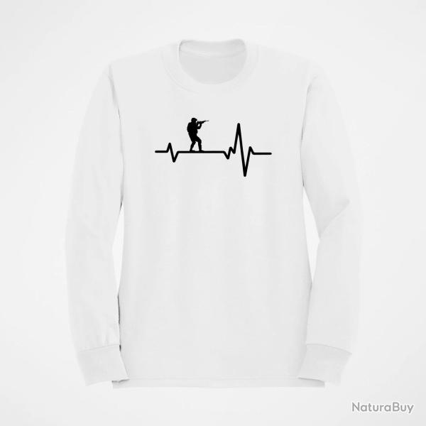 Sweat Militaire Battements de coeur Blanc