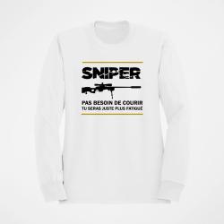 Sweat SNIPER Pas Besoin De Courir Blanc