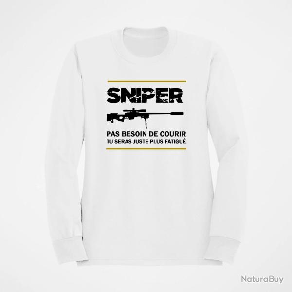 Sweat SNIPER Pas Besoin De Courir Blanc