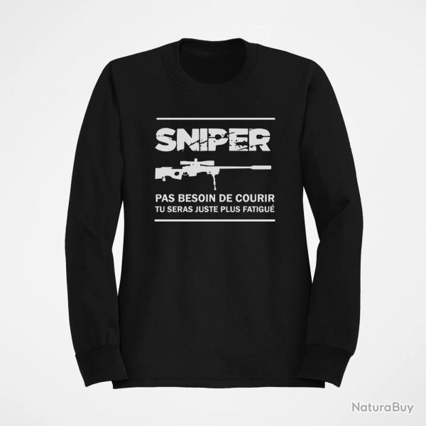 Sweat SNIPER Pas Besoin De Courir Noir