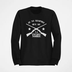 Sweat Armes Je ne respire que de la poudre noire Noir