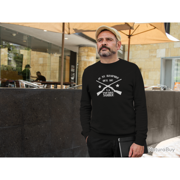 Sweat Armes Je ne respire que de la poudre noire