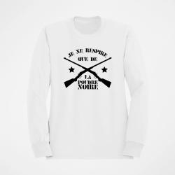 Sweat Armes Je ne respire que de la poudre noire Blanc
