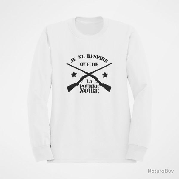 Sweat Armes Je ne respire que de la poudre noire Blanc