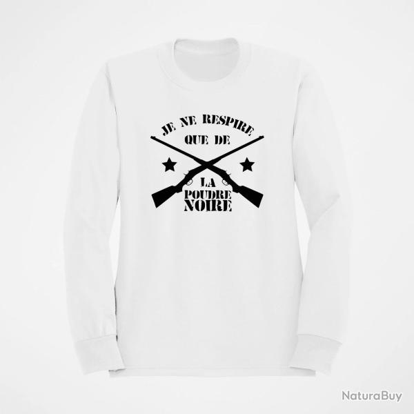 Sweat Armes Je ne respire que de la poudre noire Blanc