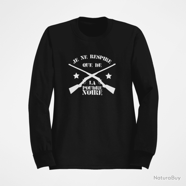 Sweat Armes Je ne respire que de la poudre noire Noir