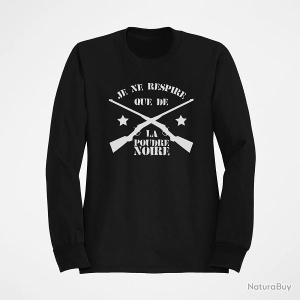 Sweat Armes Je ne respire que de la poudre noire Noir
