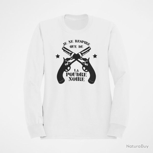 Sweat Armes Je ne respire que de la poudre noire Revolvers Blanc