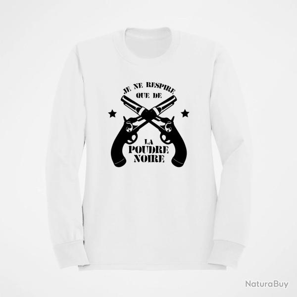 Sweat Armes Je ne respire que de la poudre noire Revolvers Blanc