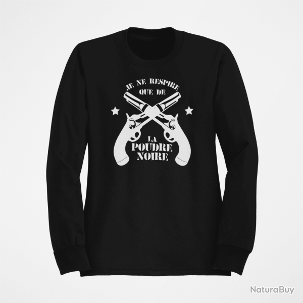 Sweat Armes Je ne respire que de la poudre noire Revolvers Noir