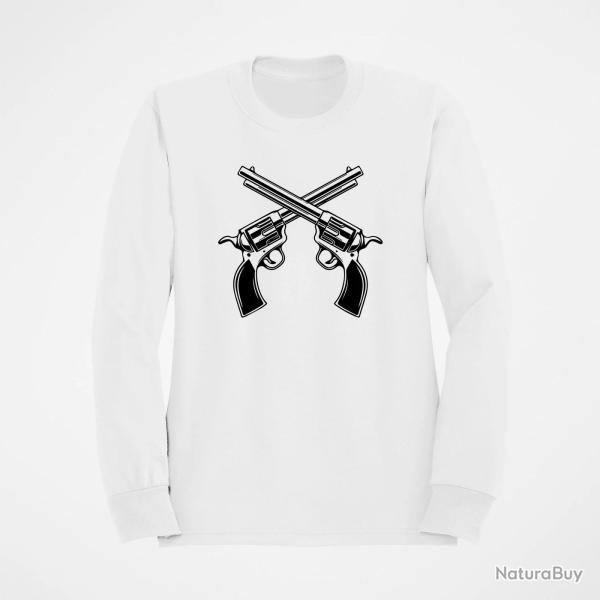 Sweat Armes Revolver Cowboy Blanc