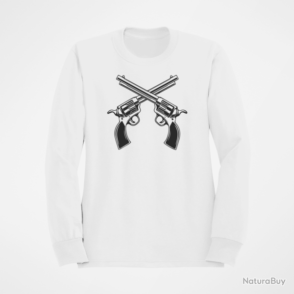 Sweat Armes Revolver Cowboy Blanc
