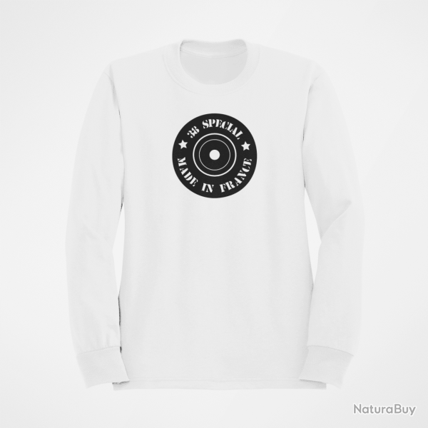 Sweat Cartouches Douille 38 spcial Blanc