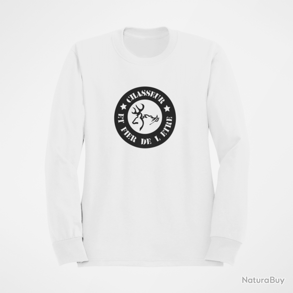 Sweat Chasse Chasseur et fi�re de l �tre Blanc