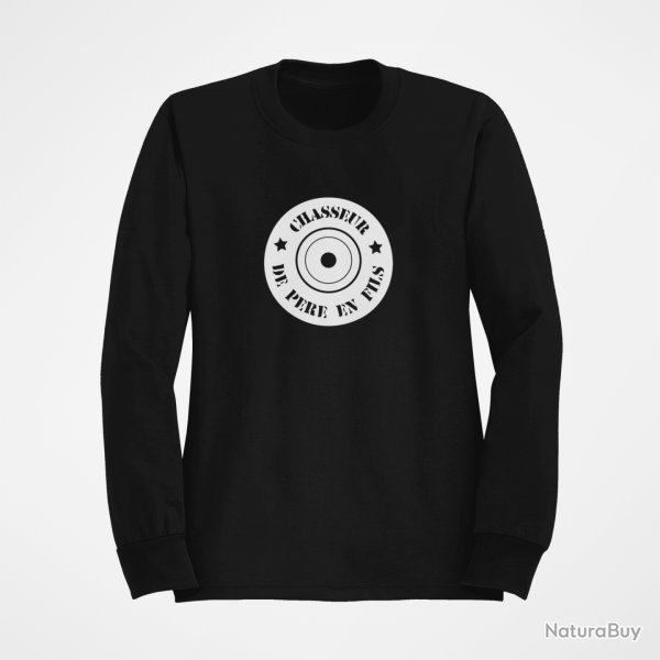 Sweat Chasse Douille Chasseur de p�re en fils Noir
