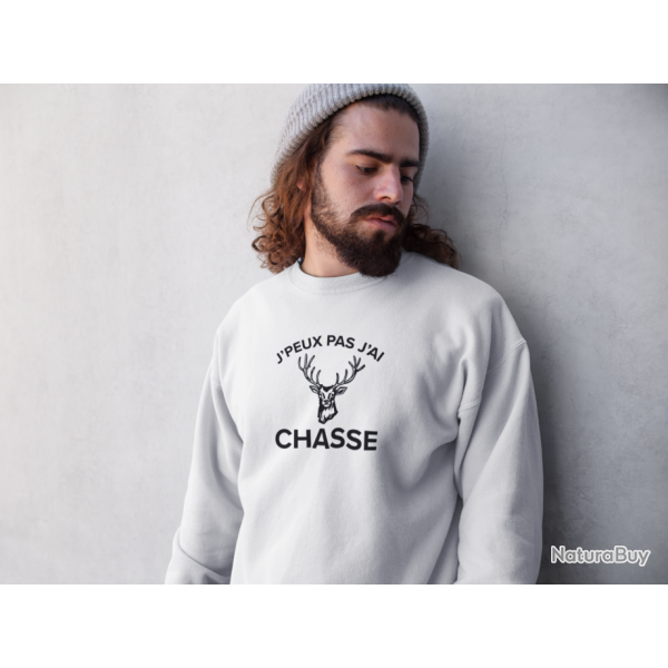 Sweat Chasse J peux pas j ai chasse Cerf