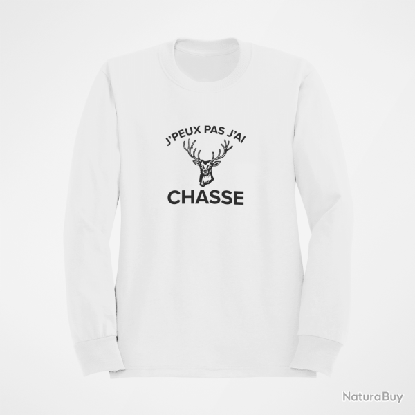 Sweat Chasse J peux pas j ai chasse Cerf Blanc