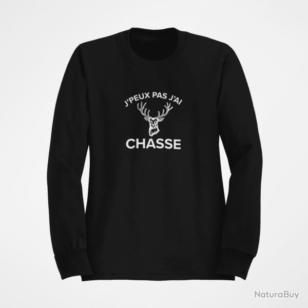 Sweat Chasse J peux pas j ai chasse Cerf Noir