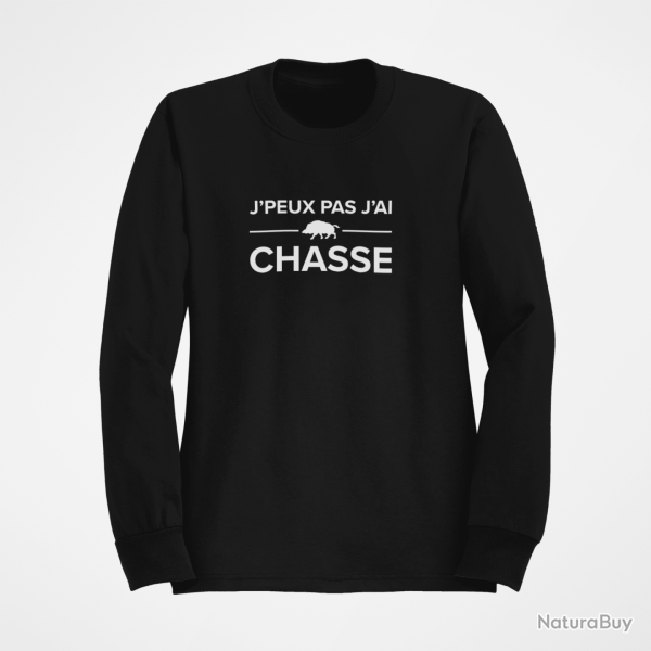 Sweat Chasse Je peux pas j ai chasse Noir