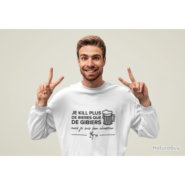 Sweat Chasse Je tombe plus de bi�res que de gibiers