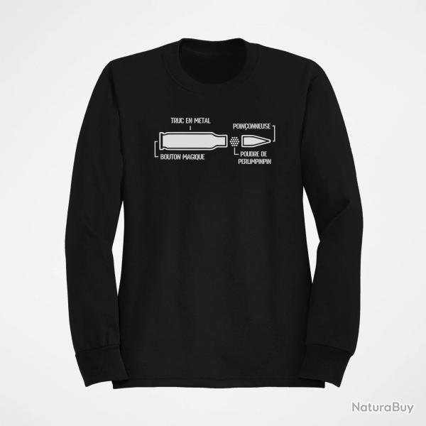 Sweat Humour Anatomie d une balle de fusil Blanc