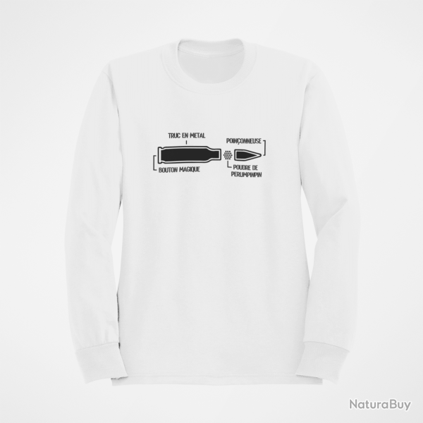 Sweat Humour Anatomie d une balle de fusil Blanc