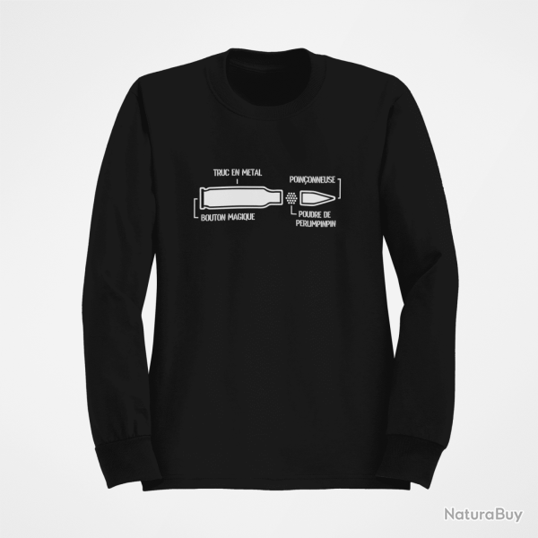 Sweat Humour Anatomie d une balle de fusil Noir