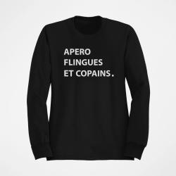 Sweat Humour Ap&eacute;ro Flingues et Copains Noir