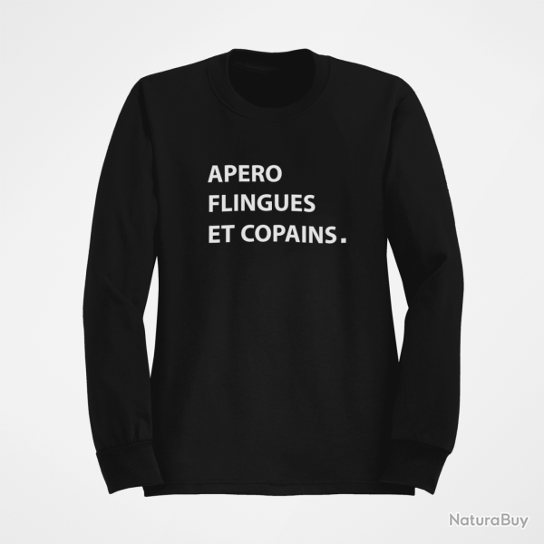 Sweat Humour Apro Flingues et Copains Noir