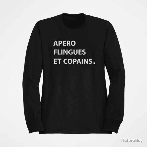 Sweat Humour Ap�ro Flingues et Copains Noir