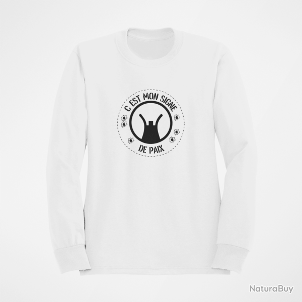Sweat Humour C est mon signe de paix Blanc