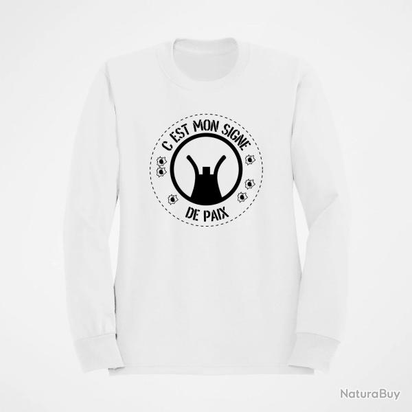 Sweat Humour C est mon signe de paix Blanc