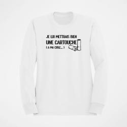 Sweat Humour Je lui mettrai bien une cartouche Blanc