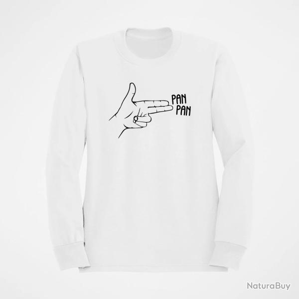 Sweat Humour Pan Pan Blanc