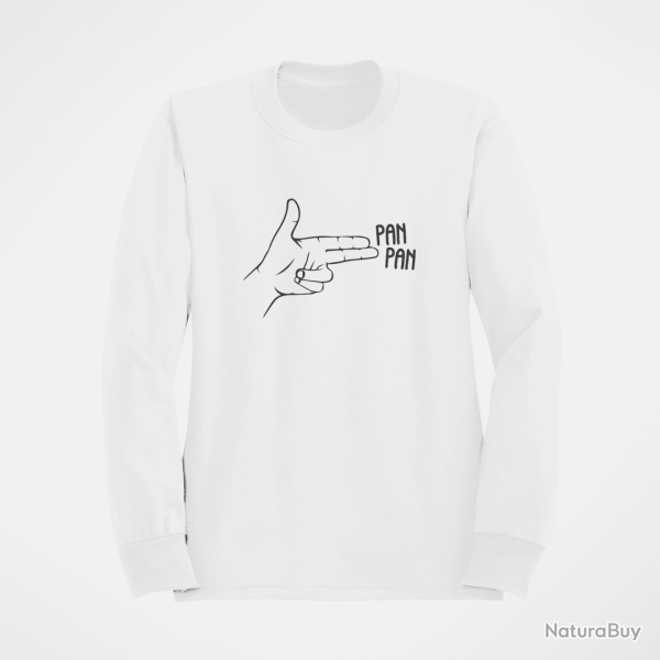 Sweat Humour Pan Pan Blanc