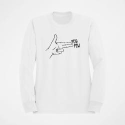 Sweat Humour Pew Pew Blanc