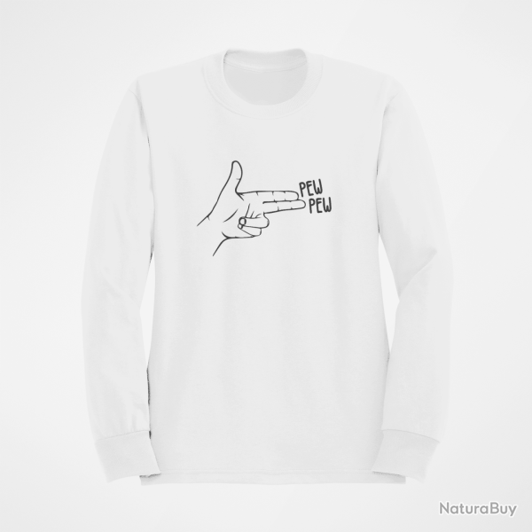 Sweat Humour Pew Pew Blanc