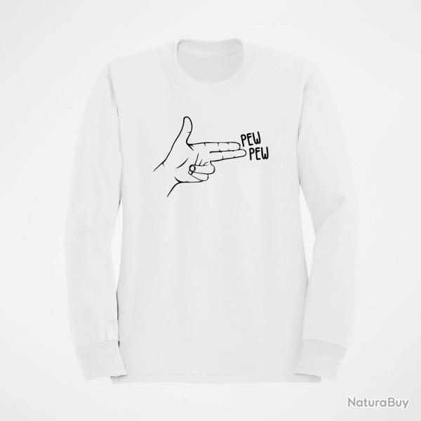 Sweat Humour Pew Pew Blanc