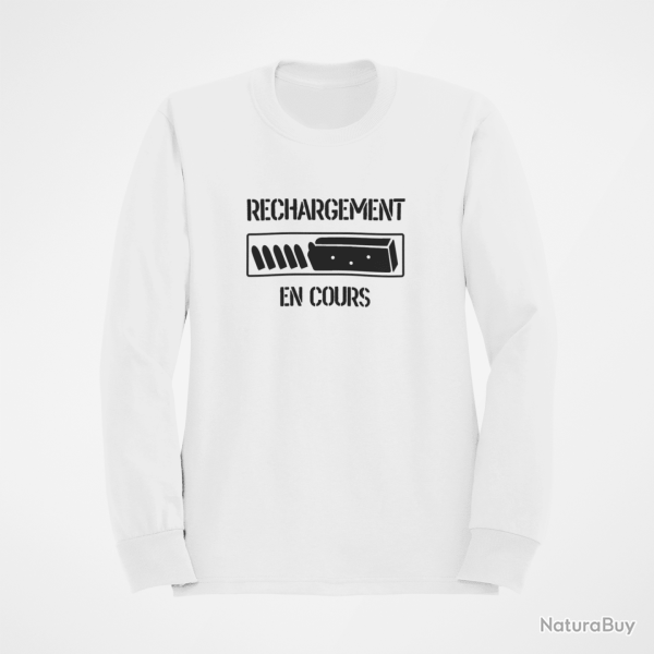 Sweat Humour Rechargement en cours Blanc