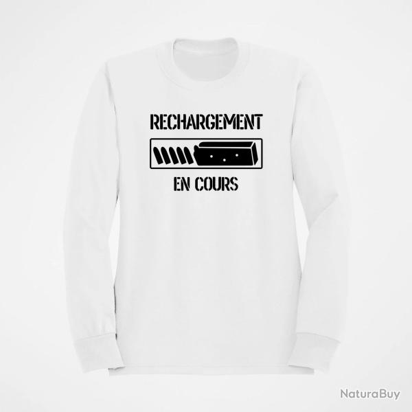 Sweat Humour Rechargement en cours Blanc