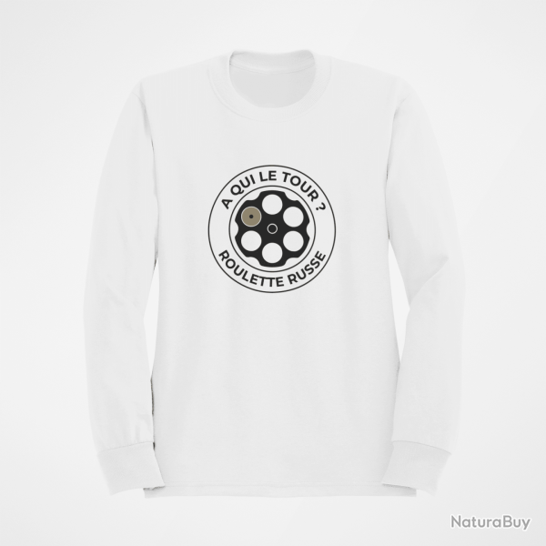 Sweat Humour Roulette russe Mon jeu favori Blanc