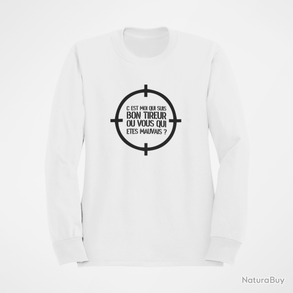 Sweat Tir Sportif C est moi qui suis bon ou vous qui tes mauvais Blanc