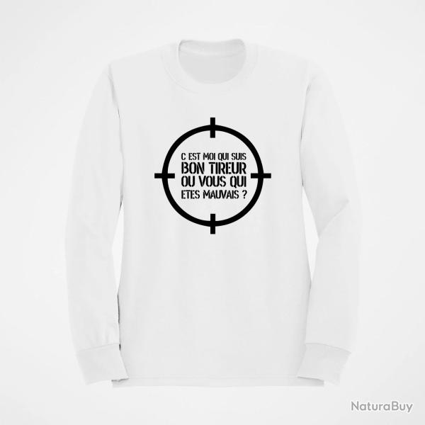 Sweat Tir Sportif C est moi qui suis bon ou vous qui �tes mauvais Blanc
