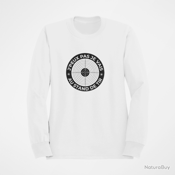 Sweat Tir Sportif Je peux pas je vais au stand de tir Blanc